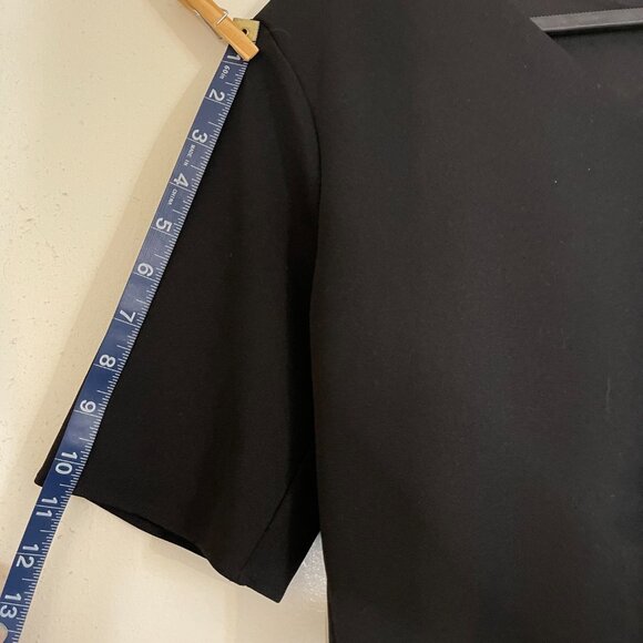 Ann Taylor M Black V‑Neck Boxy Shirt Dress – Modern Tailored Fit - Picture 5 of 10